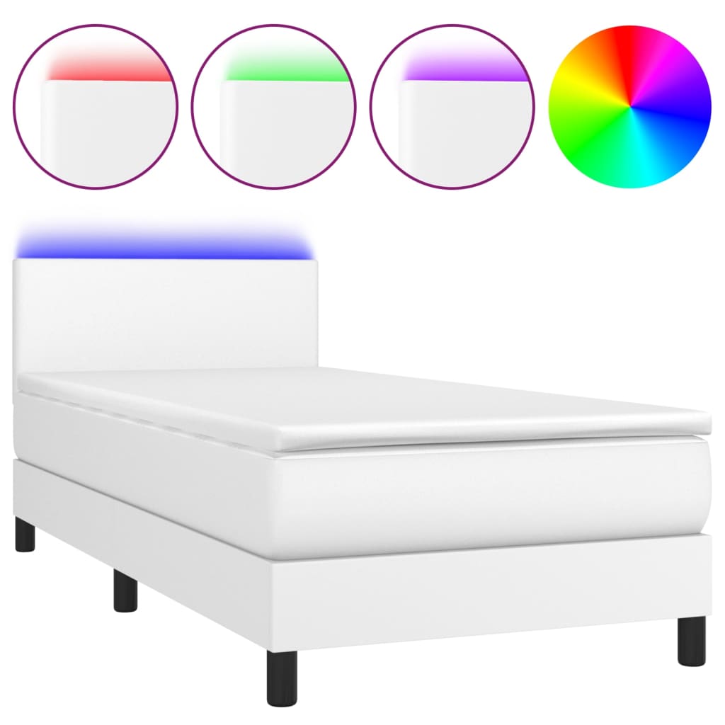 Sommier à lattes de lit avec matelas et LED Blanc 90x190cm - XIOS