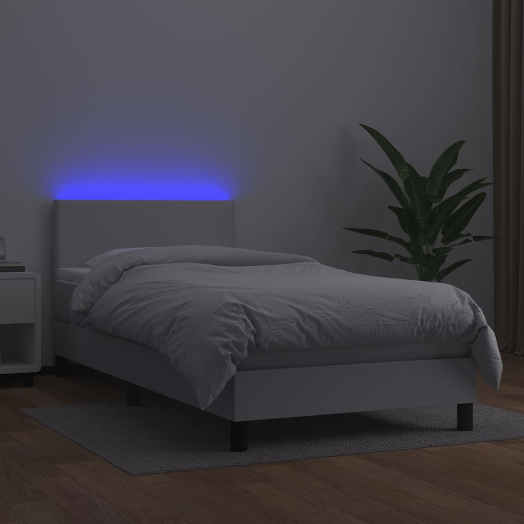Sommier à lattes de lit avec matelas et LED Blanc 90x200cm - XIOS