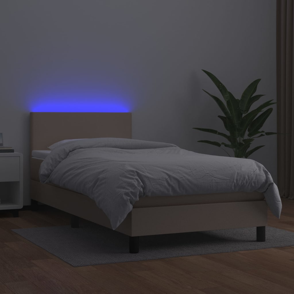 Sommier à lattes de lit avec matelas et LED Cappuccino 90x200cm - XIOS