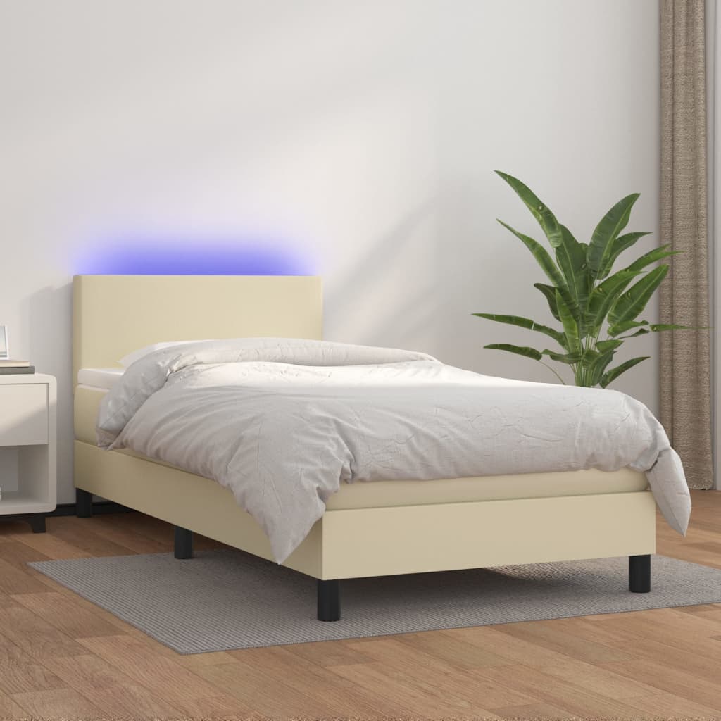 Sommier à lattes de lit et matelas et LED Crème 100x200 cm - XIOS