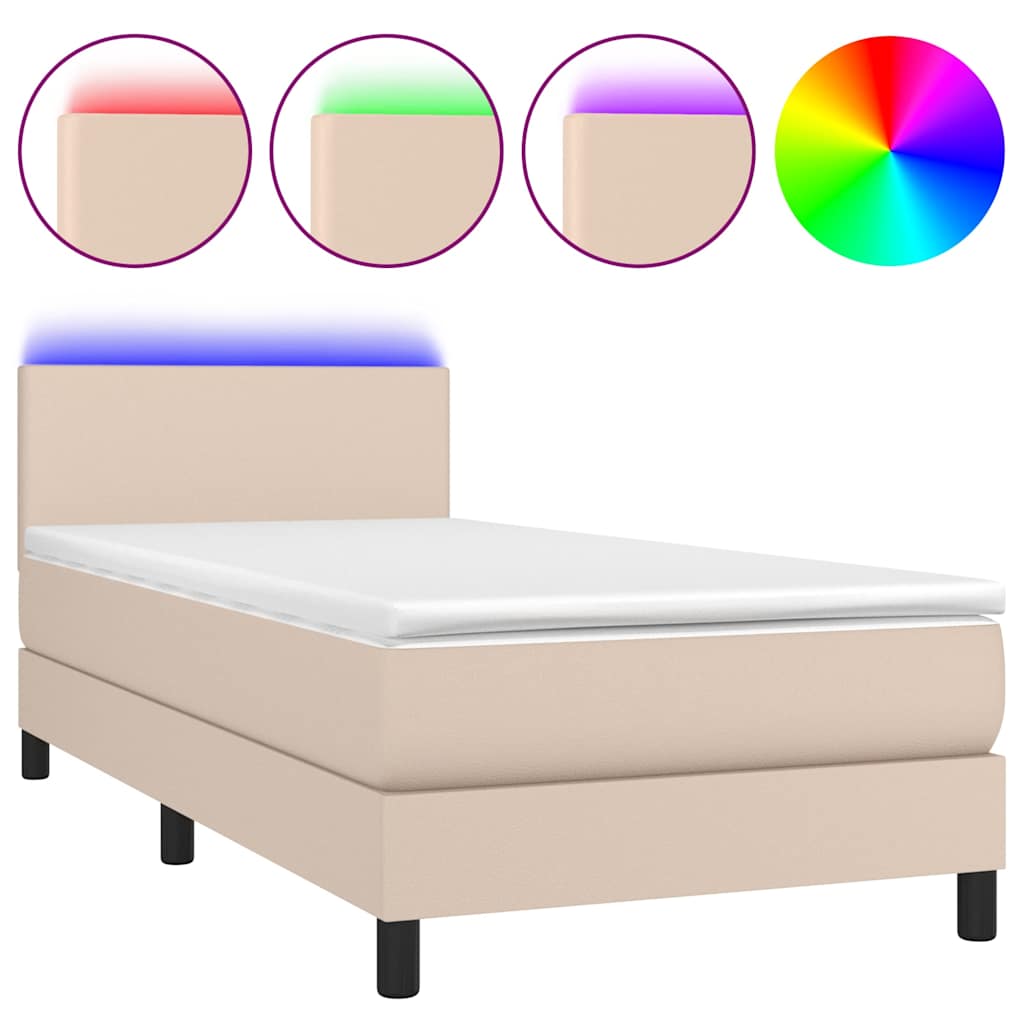 Sommier à lattes de lit matelas LED Cappuccino 100x200 cm