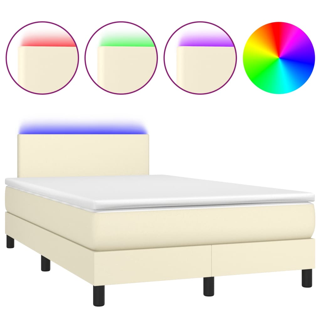 Sommier à lattes de lit et matelas et LED Crème 120x200 cm - XIOS