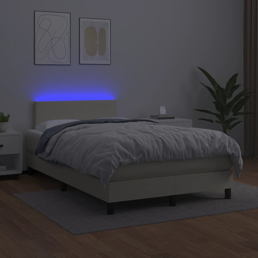 Sommier à lattes de lit et matelas et LED Crème 120x200 cm - XIOS
