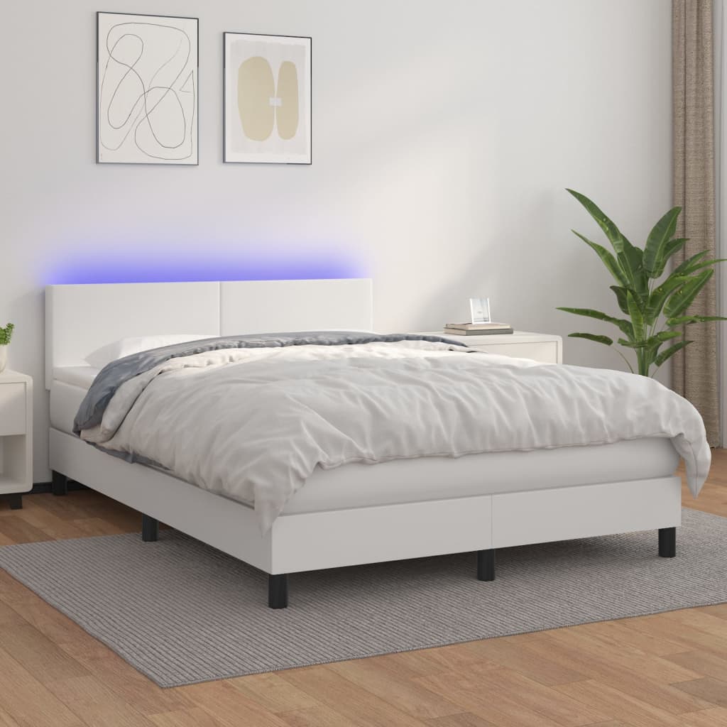 Sommier à lattes de lit avec matelas et LED Blanc 140x190 cm - XIOS