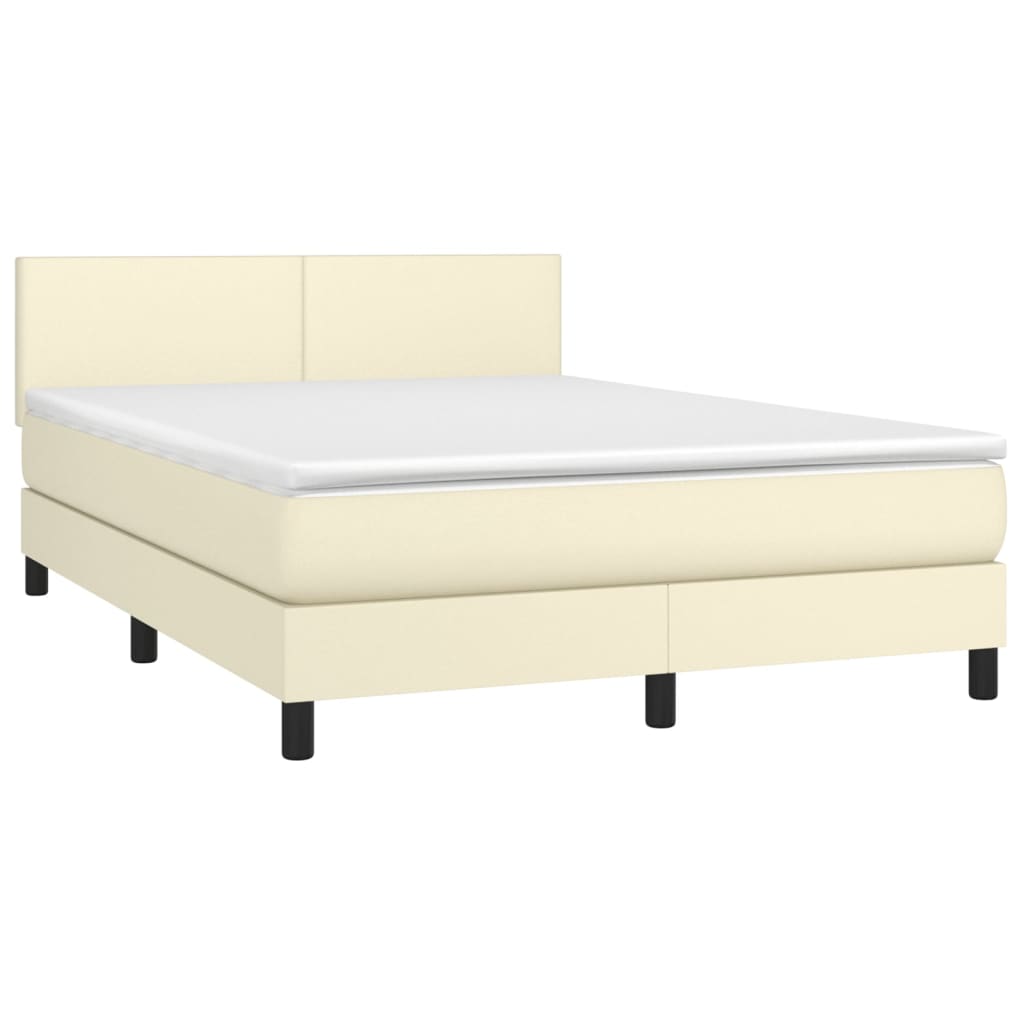 Sommier à lattes de lit avec matelas et LED Crème 140x190 cm - XIOS