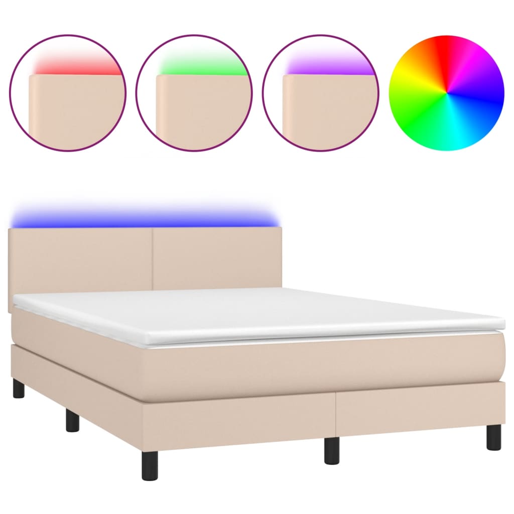Sommier à lattes de lit avec matelas LED Cappuccino 140x190 cm - XIOS