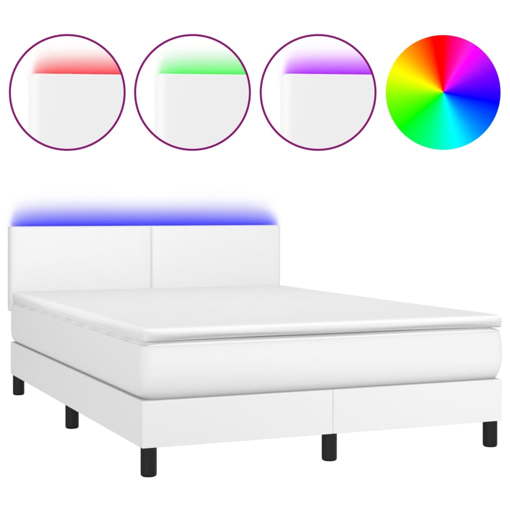 Sommier à lattes de lit avec matelas et LED Blanc 140x200 cm - XIOS