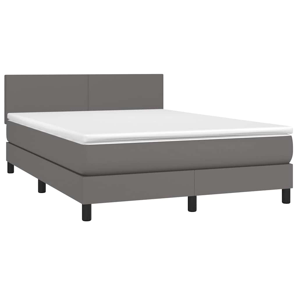 Sommier à lattes de lit avec matelas et LED Gris 140x200 cm