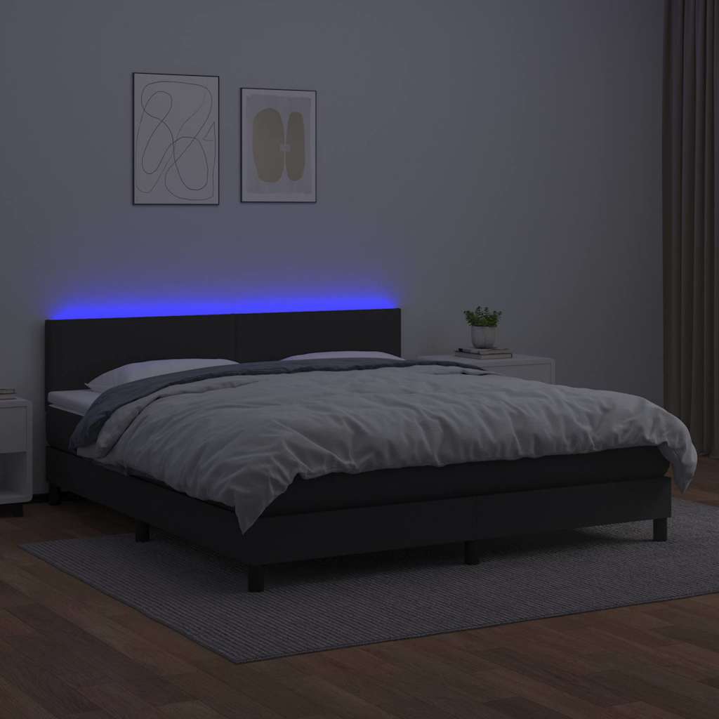 Sommier à lattes de lit avec matelas et LED Noir 160x200 cm
