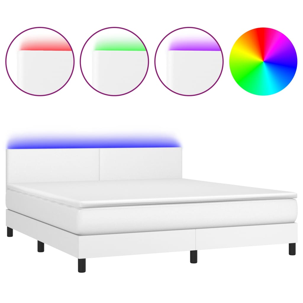 Sommier à lattes de lit avec matelas et LED Blanc 160x200 cm - XIOS