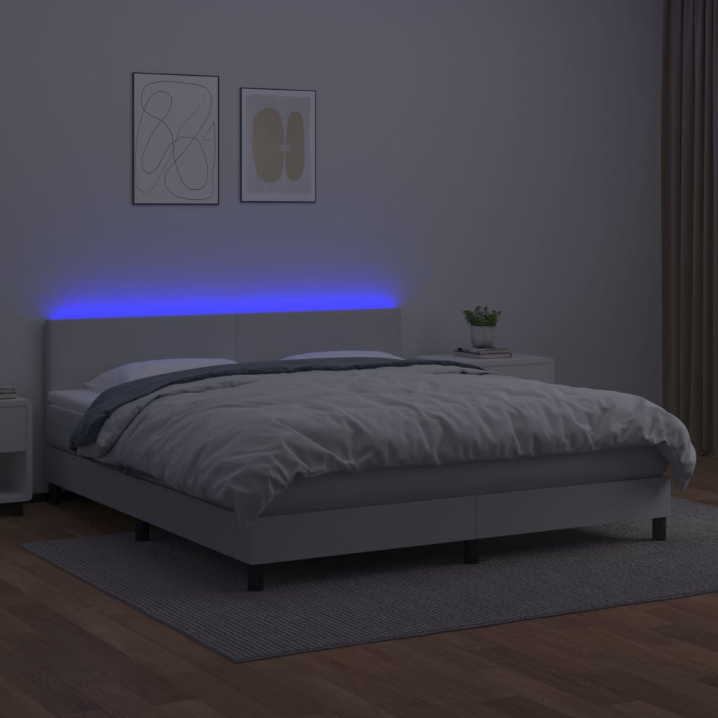 Sommier à lattes de lit avec matelas et LED Blanc 160x200 cm - XIOS