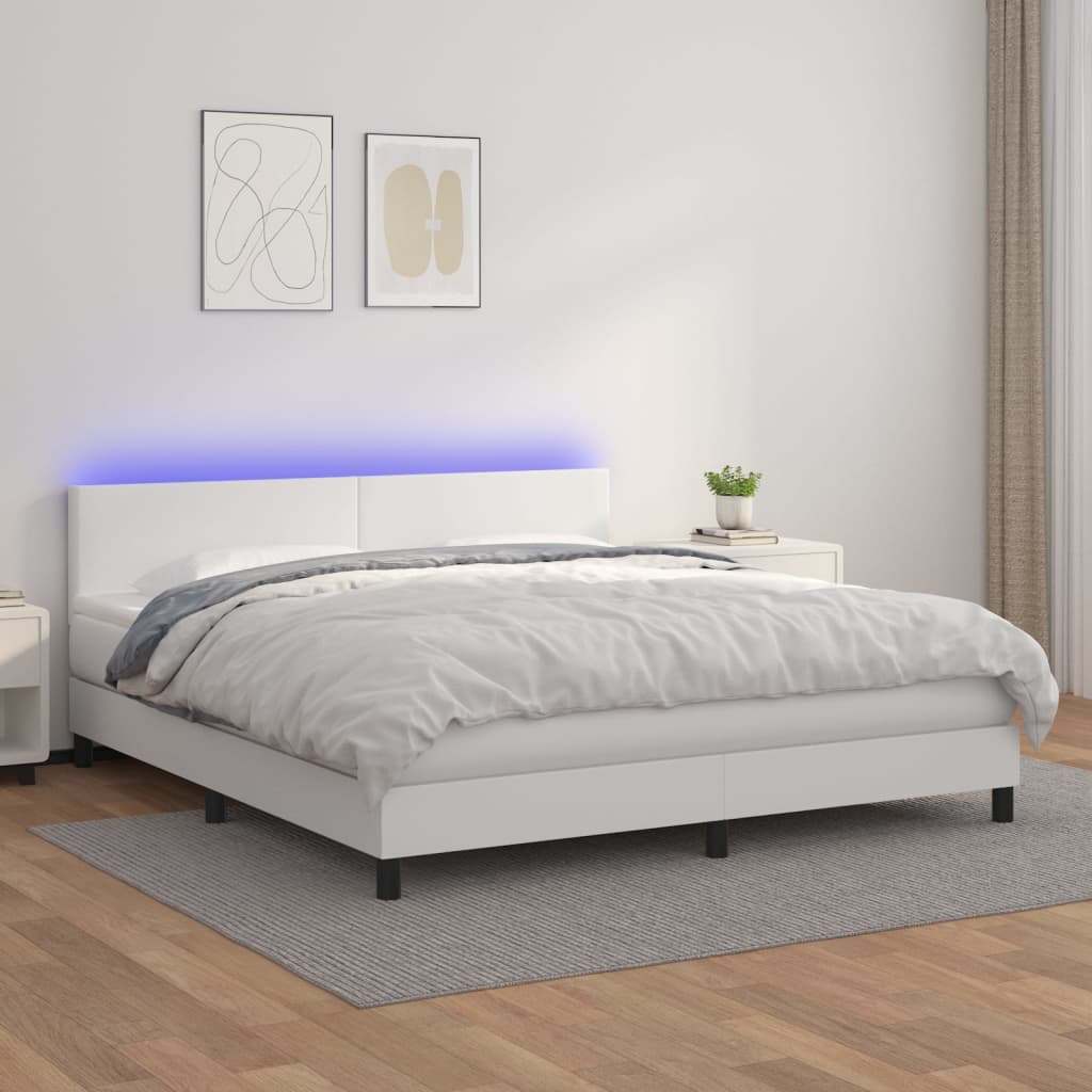 Sommier à lattes de lit avec matelas et LED Blanc 160x200 cm - XIOS