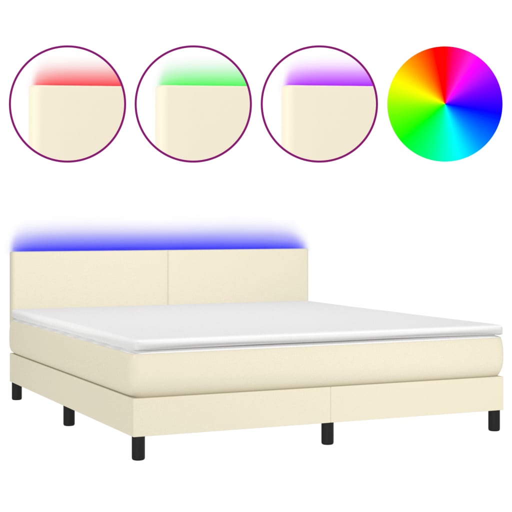 Sommier à lattes de lit avec matelas et LED Crème 160x200 cm - XIOS