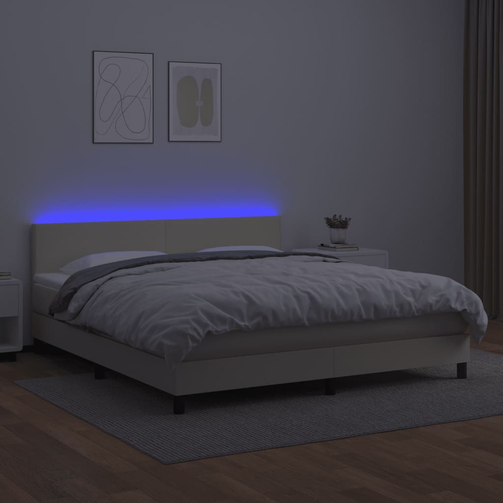 Sommier à lattes de lit avec matelas et LED Crème 160x200 cm - XIOS