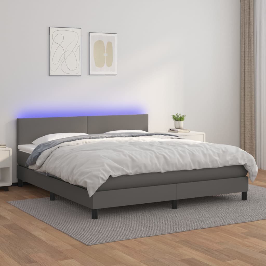Sommier à lattes de lit avec matelas et LED Gris 160x200 cm - XIOS