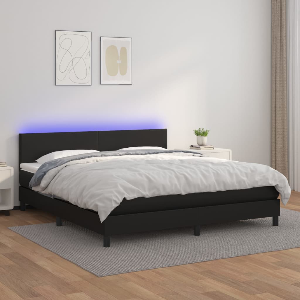 Sommier à lattes de lit avec matelas et LED Noir 180x200 cm - XIOS