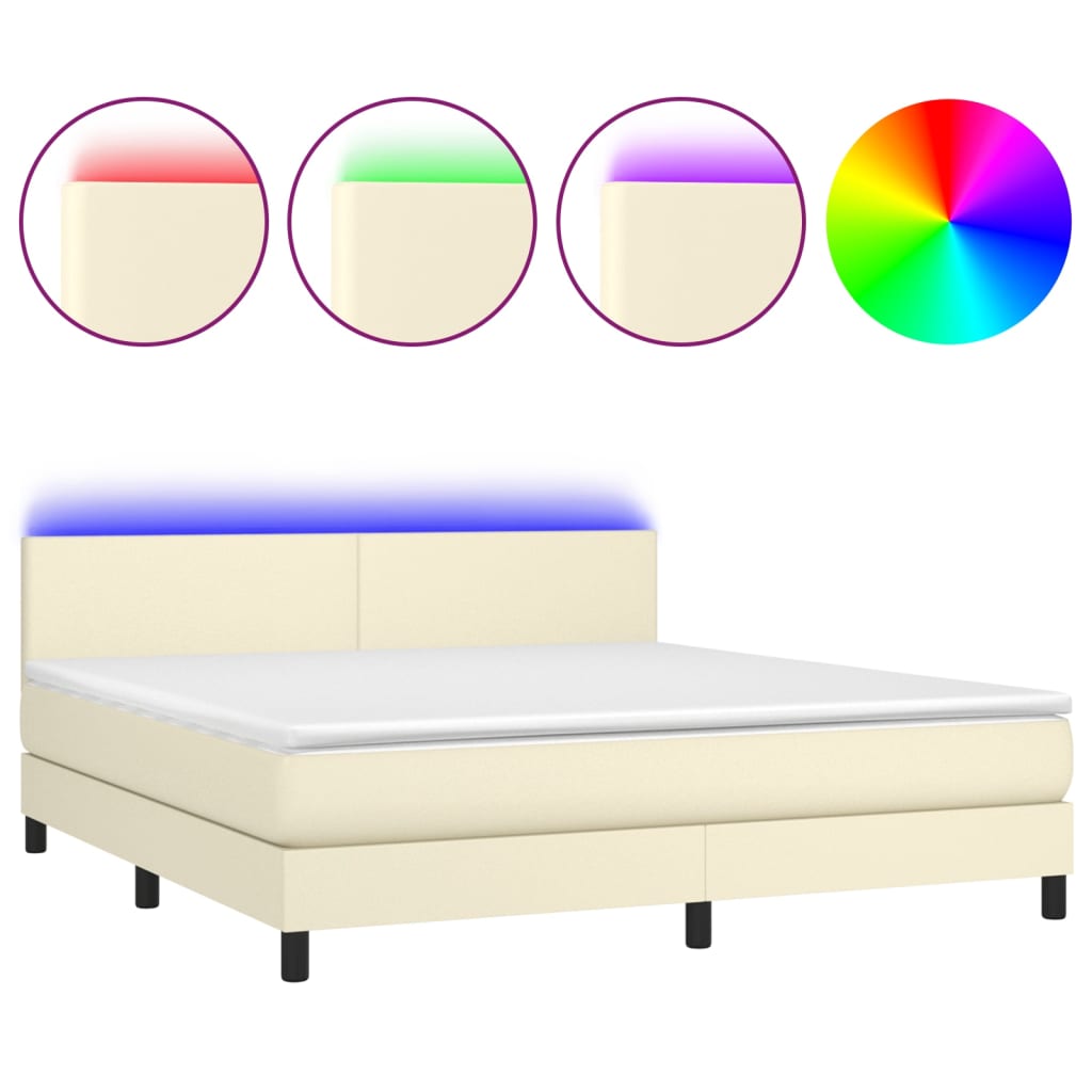 Sommier à lattes de lit avec matelas et LED Crème 180x200 cm - XIOS
