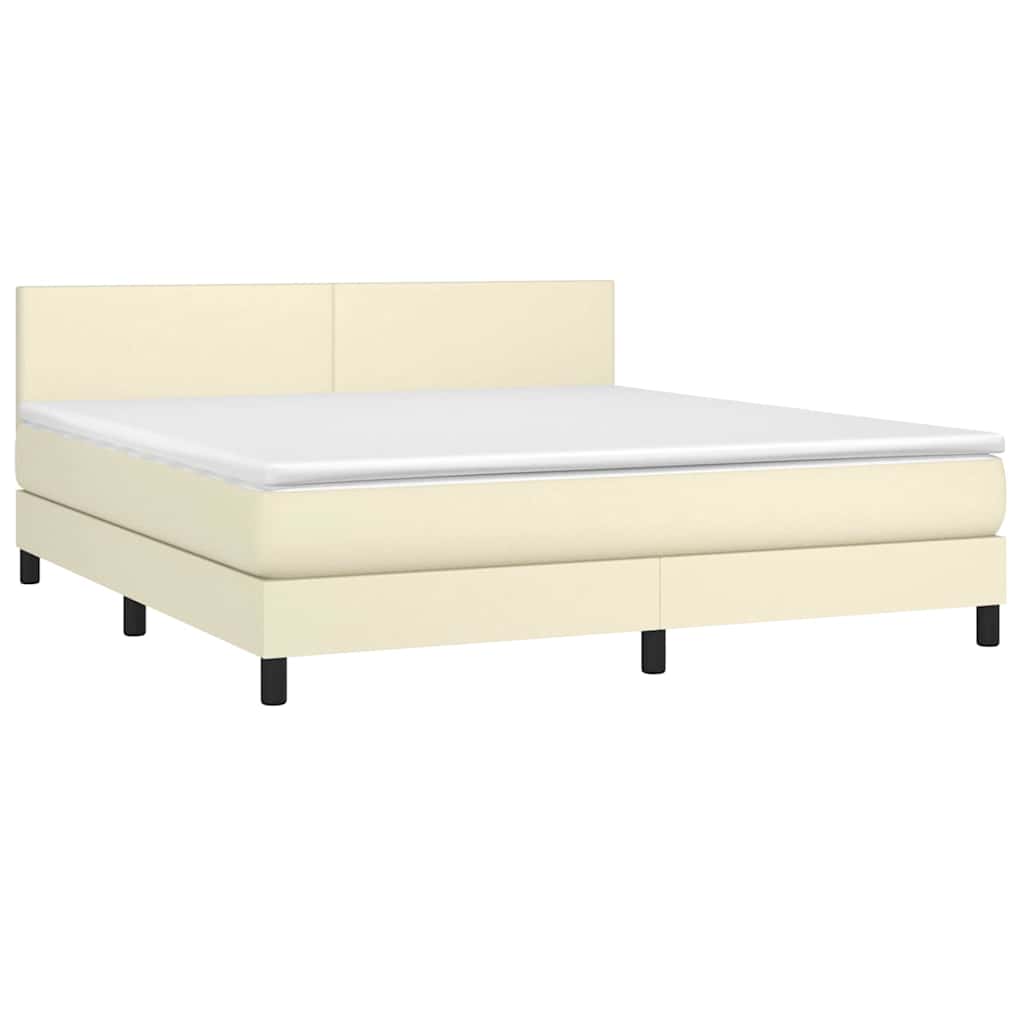 Sommier à lattes de lit avec matelas et LED Crème 180x200 cm