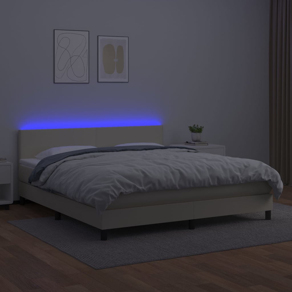 Sommier à lattes de lit avec matelas et LED Crème 180x200 cm - XIOS