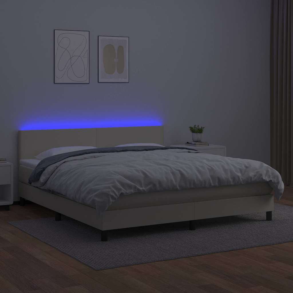 Sommier à lattes de lit avec matelas et LED Crème 180x200 cm