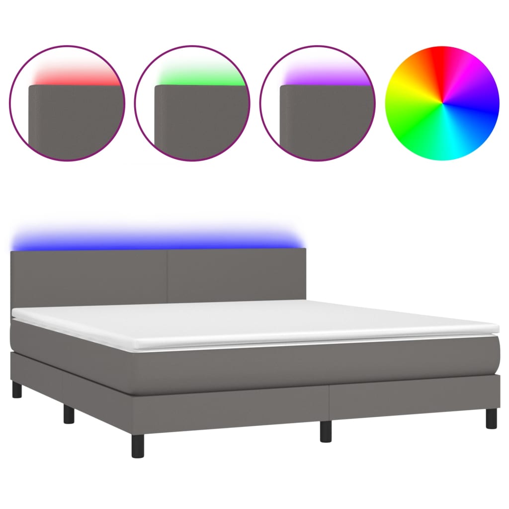 Sommier à lattes de lit avec matelas et LED Gris 180x200 cm - XIOS