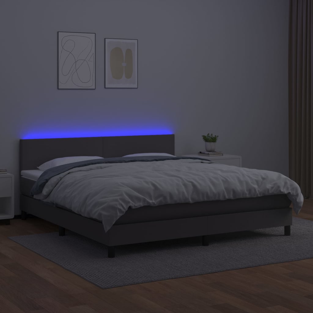 Sommier à lattes de lit avec matelas et LED Gris 180x200 cm - XIOS