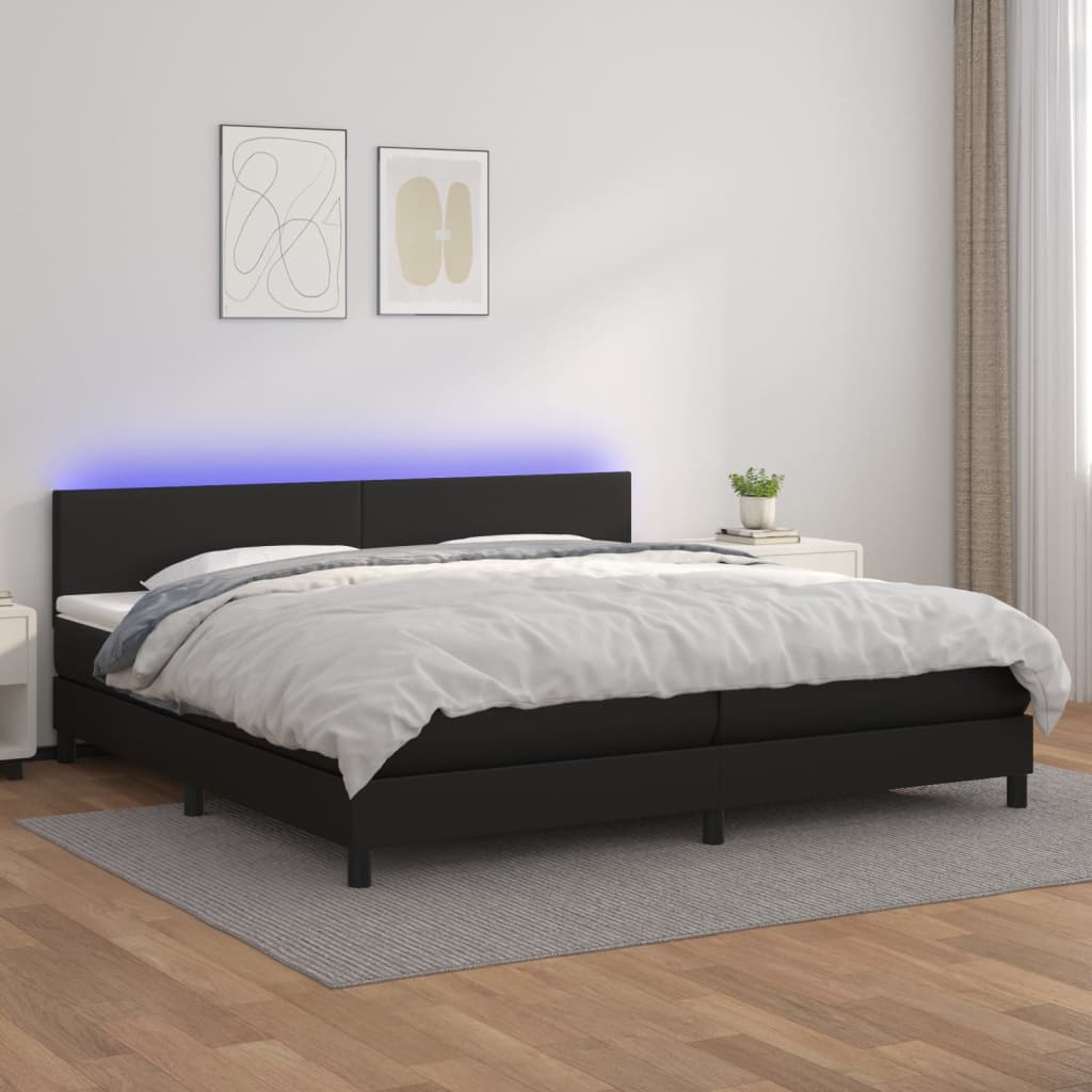 Sommier à lattes de lit avec matelas et LED Noir 200x200 cm - XIOS
