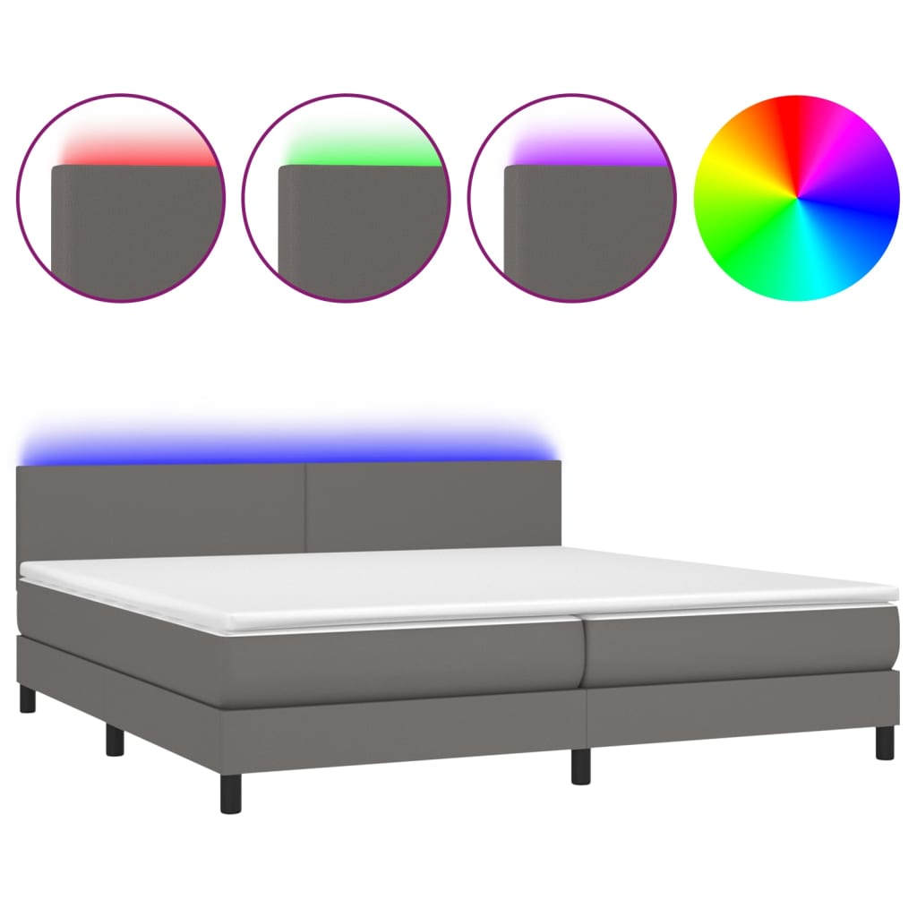 Sommier à lattes de lit avec matelas et LED Gris 200x200 cm - XIOS