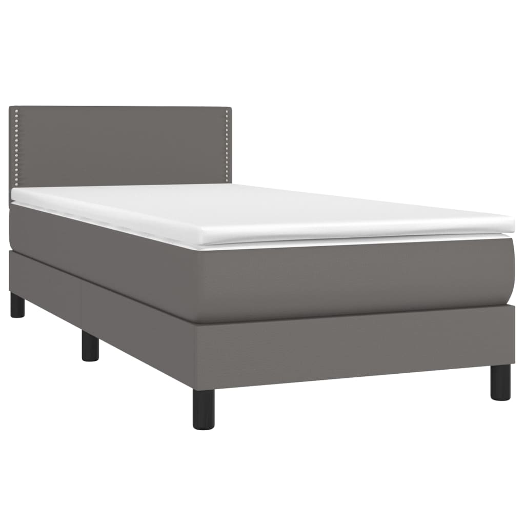 Sommier à lattes de lit et matelas LED Gris 80x200cm Similicuir - XIOS
