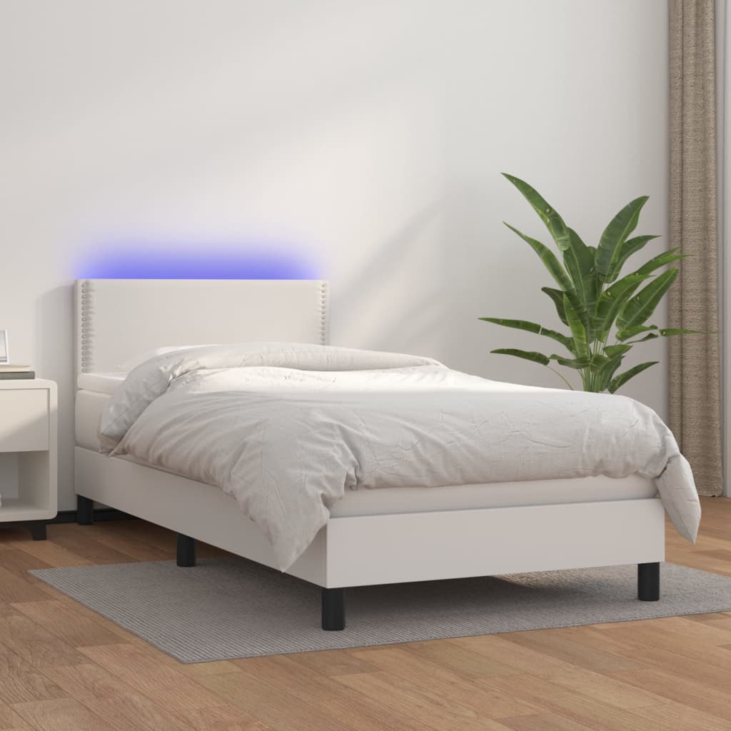 Sommier à lattes de lit avec matelas et LED Blanc 100x200 cm - XIOS