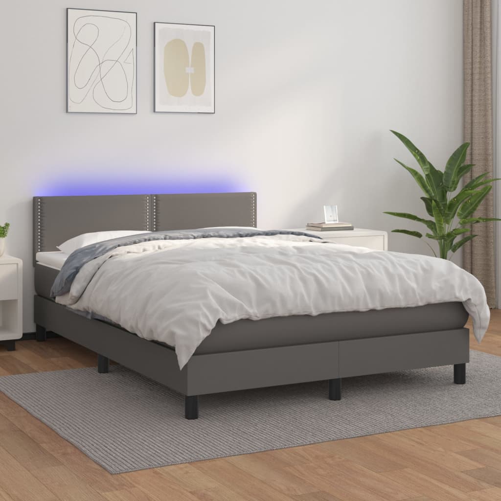 Sommier à lattes de lit avec matelas et LED Gris 140x190 cm - XIOS