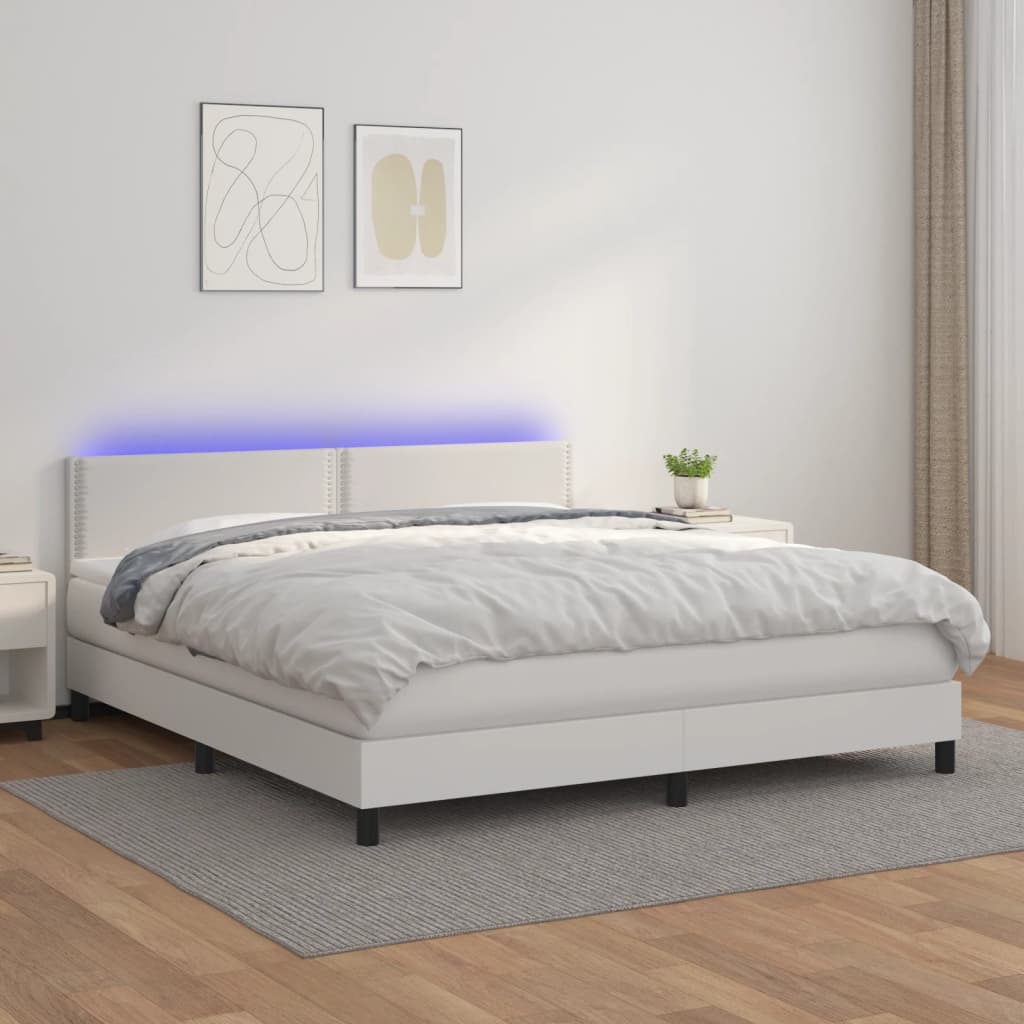 Sommier à lattes de lit avec matelas et LED Blanc 180x200 cm - XIOS