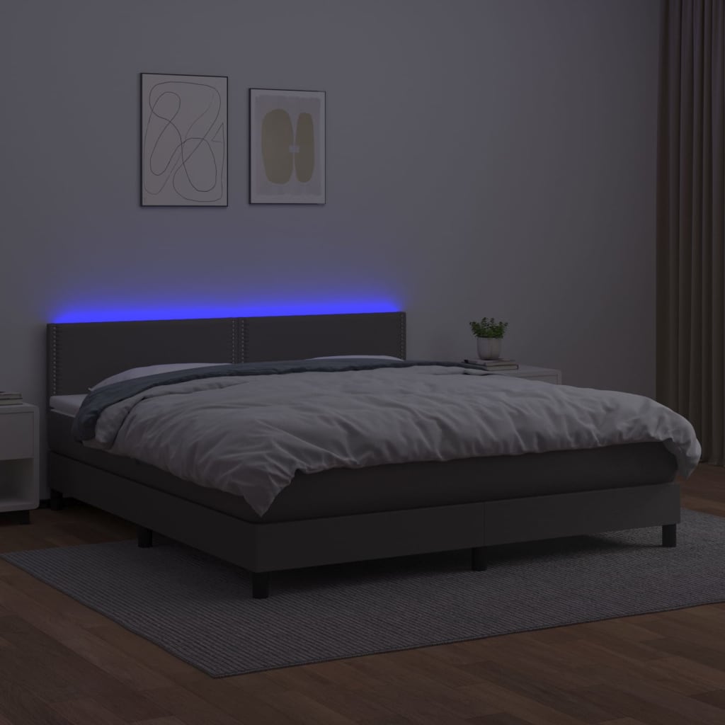 Sommier à lattes de lit avec matelas et LED Gris 180x200 cm - XIOS