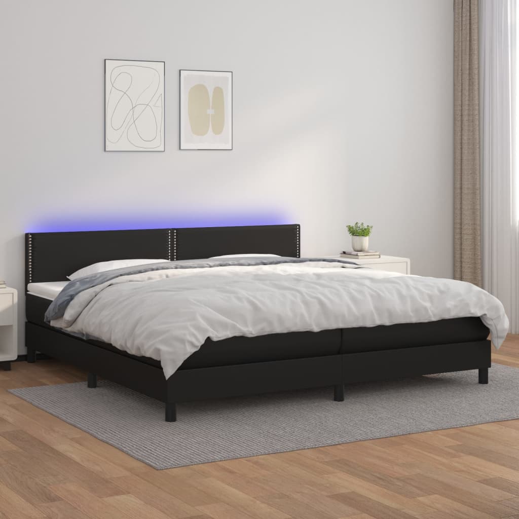 Sommier à lattes de lit avec matelas et LED Noir 200x200 cm - XIOS