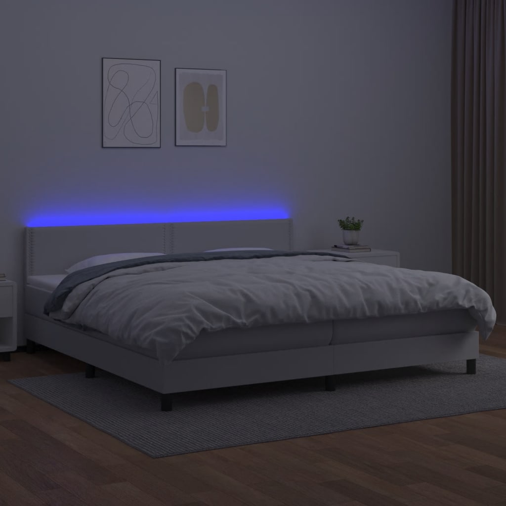 Sommier à lattes de lit avec matelas et LED Blanc 200x200 cm - XIOS