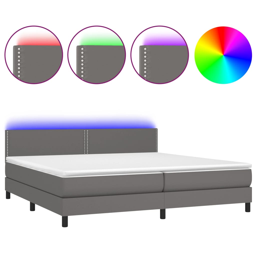 Sommier à lattes de lit avec matelas et LED Gris 200x200 cm - XIOS