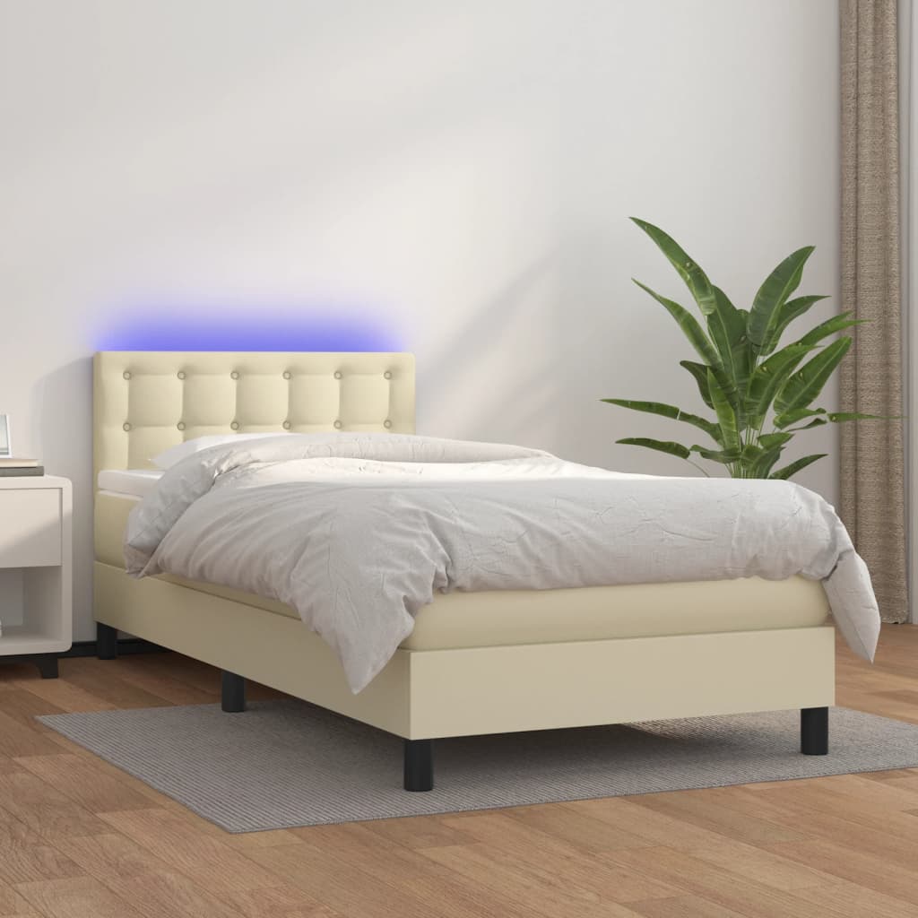 Sommier à lattes de lit avec matelas et LED Crème 80x200 cm - XIOS