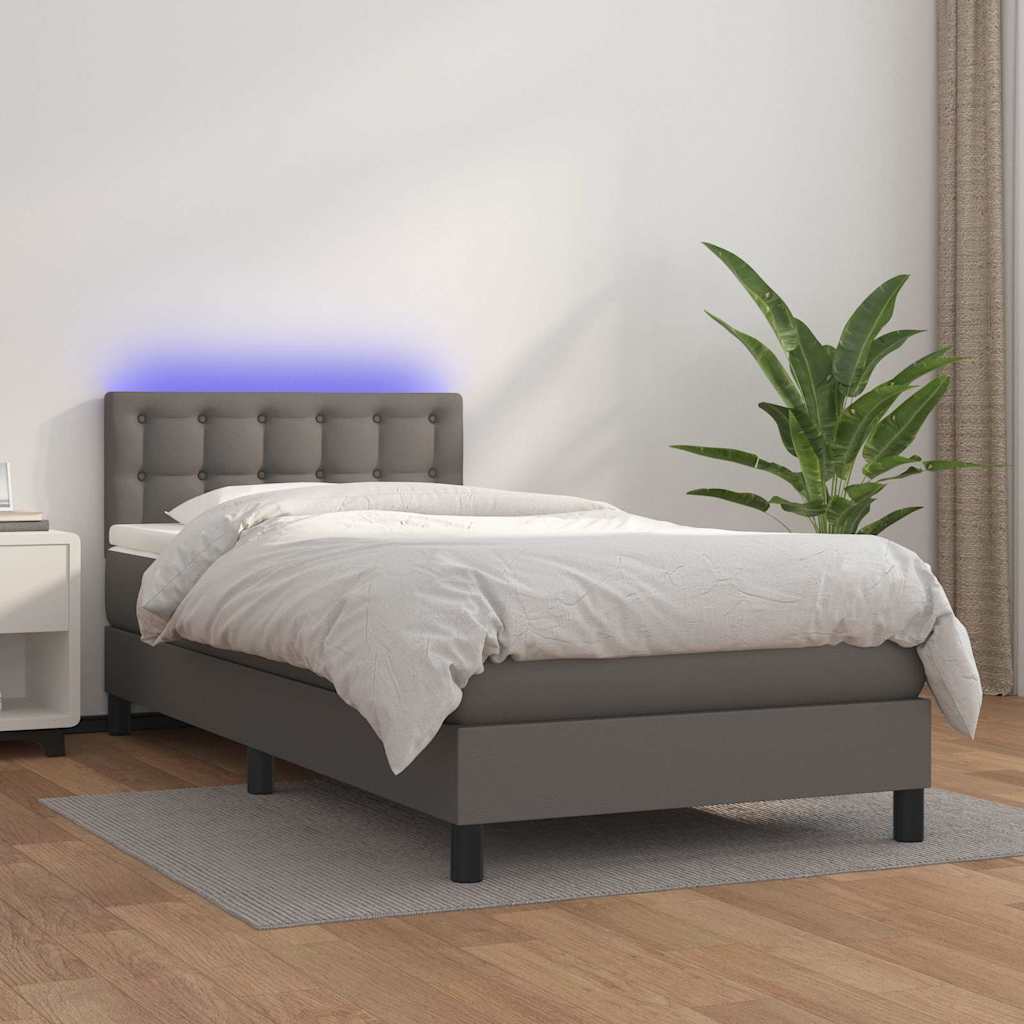 Sommier à lattes de lit avec matelas et LED Gris 80x200 cm - XIOS