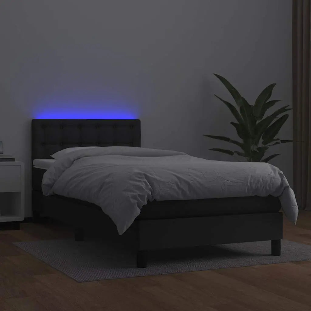 Sommier à lattes de lit avec matelas et LED Noir 90x200 cm - XIOS