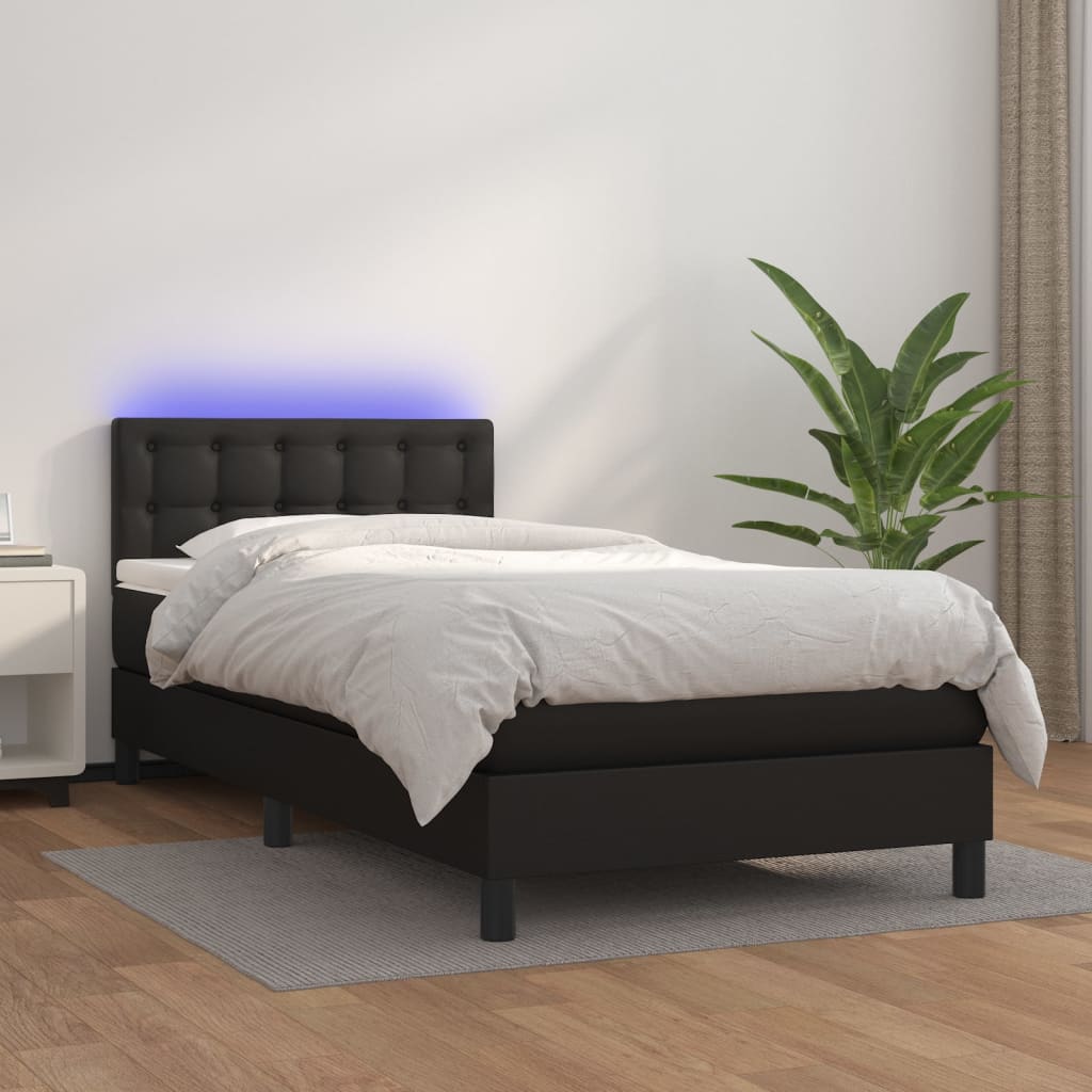 Sommier à lattes de lit avec matelas et LED Noir 90x200 cm - XIOS