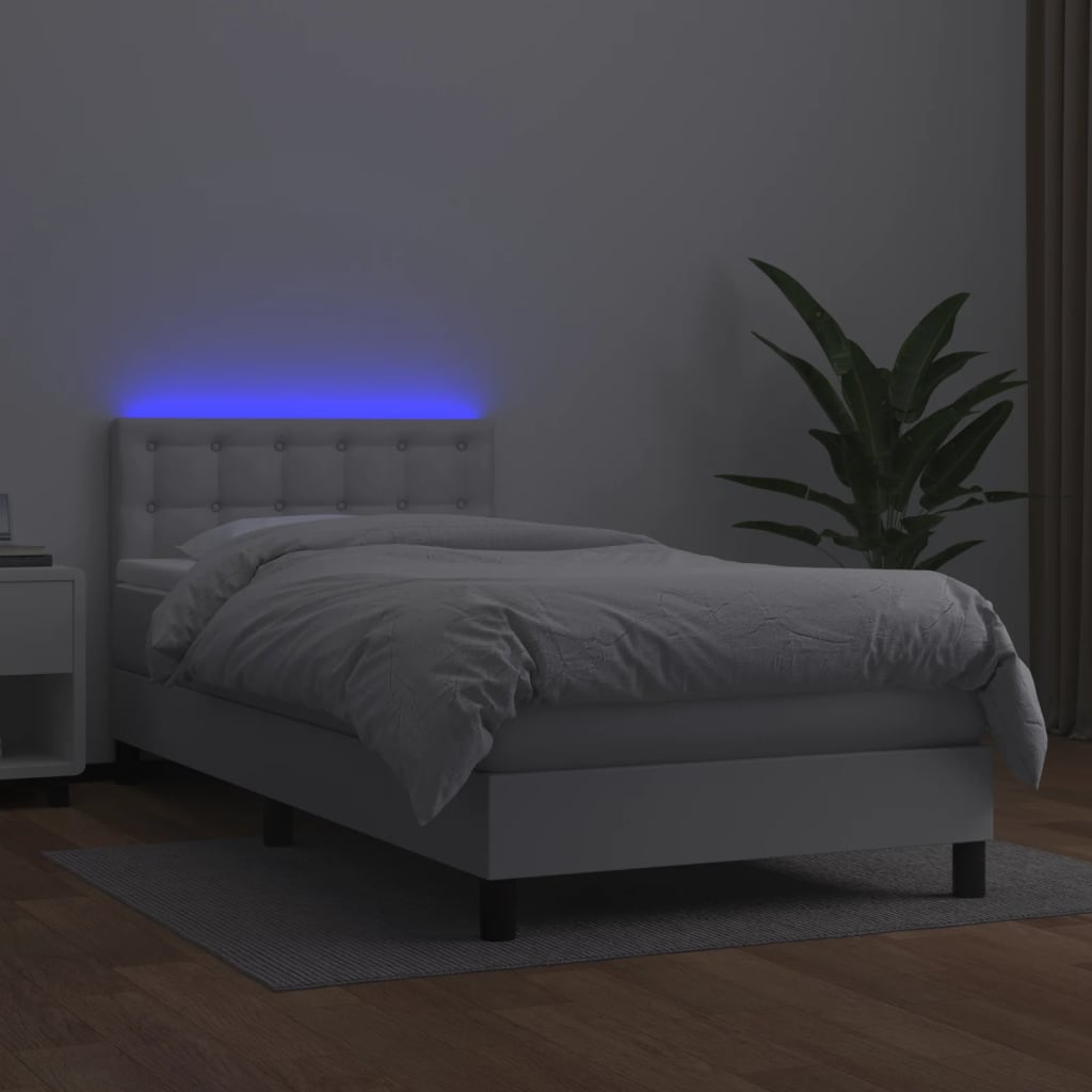 Sommier à lattes de lit avec matelas et LED Blanc 90x200cm - XIOS