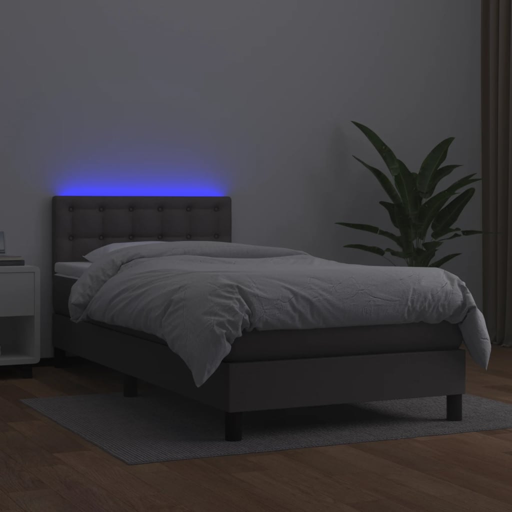 Sommier à lattes de lit avec matelas et LED Gris 90x200 cm - XIOS