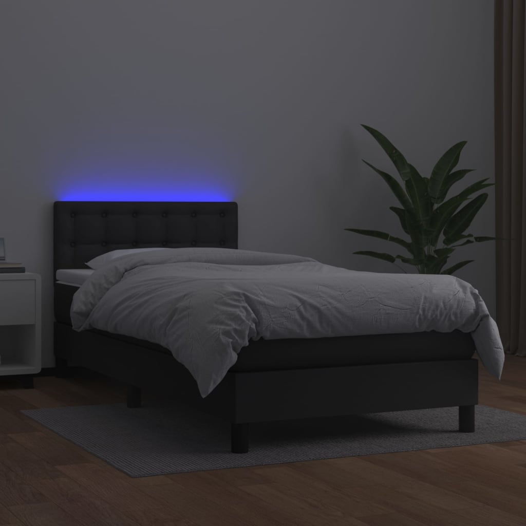 Sommier à lattes de lit avec matelas et LED Noir 100x200cm - XIOS