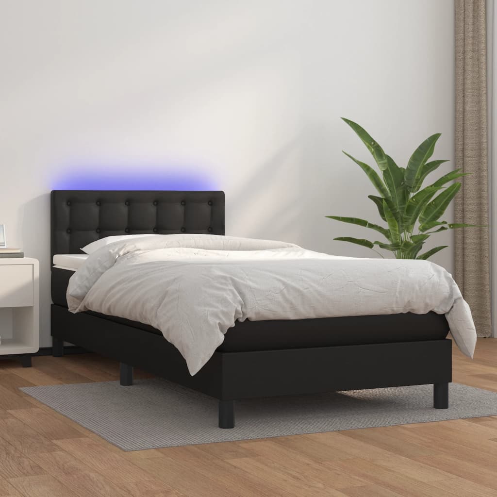 Sommier à lattes de lit avec matelas et LED Noir 100x200cm - XIOS