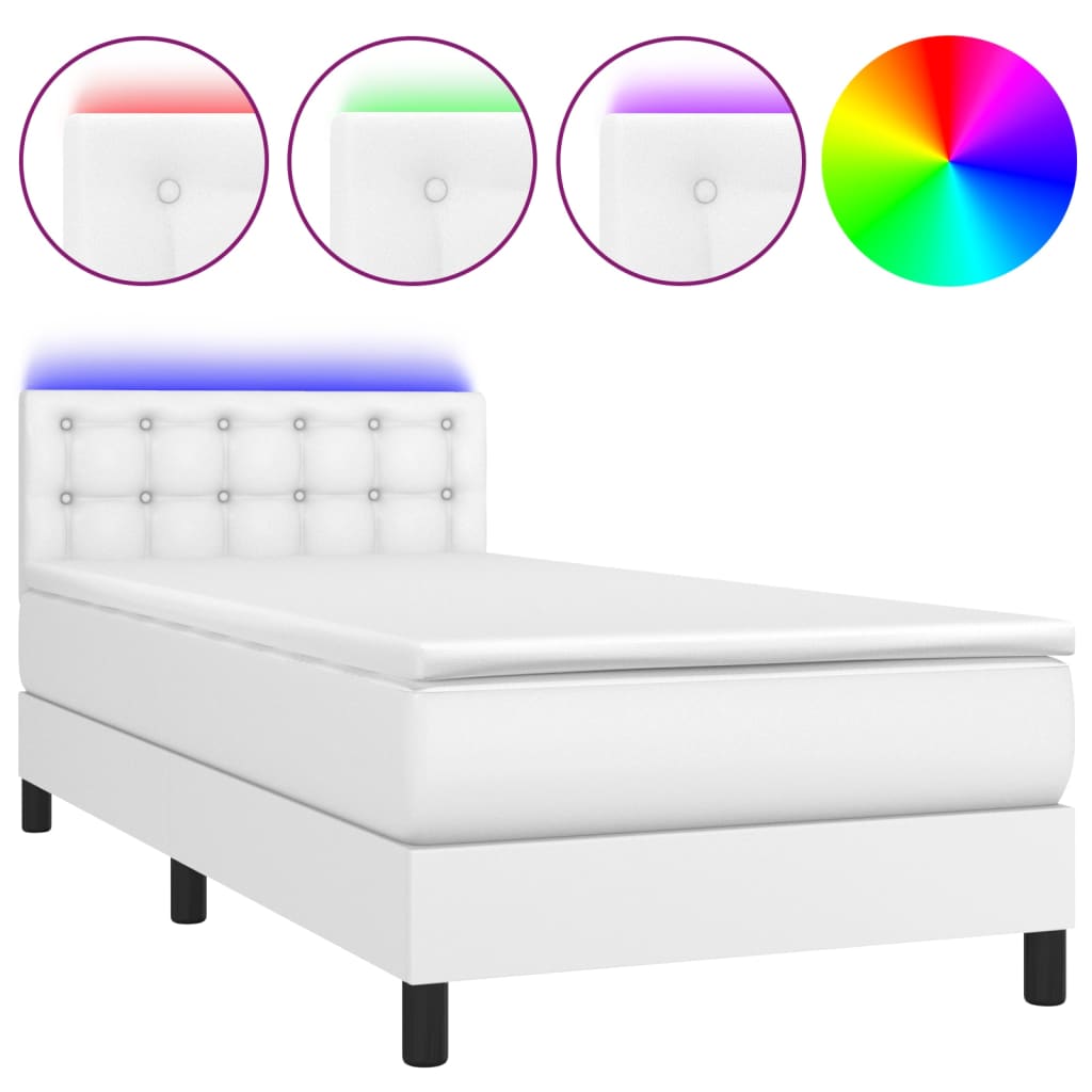Sommier à lattes de lit avec matelas et LED Blanc 100x200 cm - XIOS