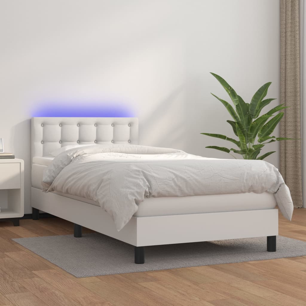 Sommier à lattes de lit avec matelas et LED Blanc 100x200 cm - XIOS