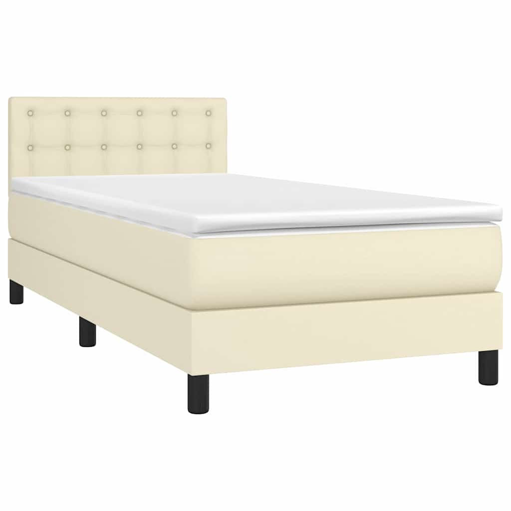 Sommier à lattes de lit avec matelas et LED Crème 100x200 cm