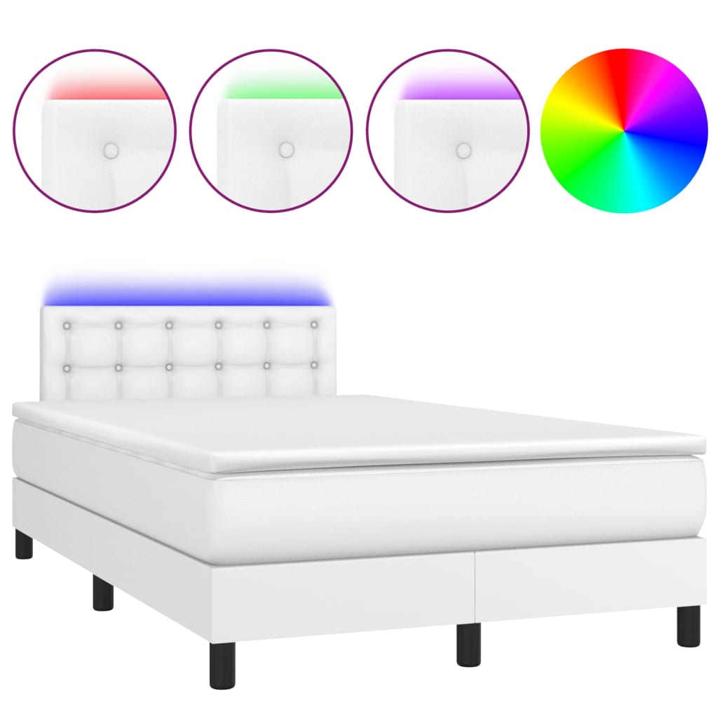 Sommier à lattes de lit avec matelas et LED Blanc 120x200 cm - XIOS