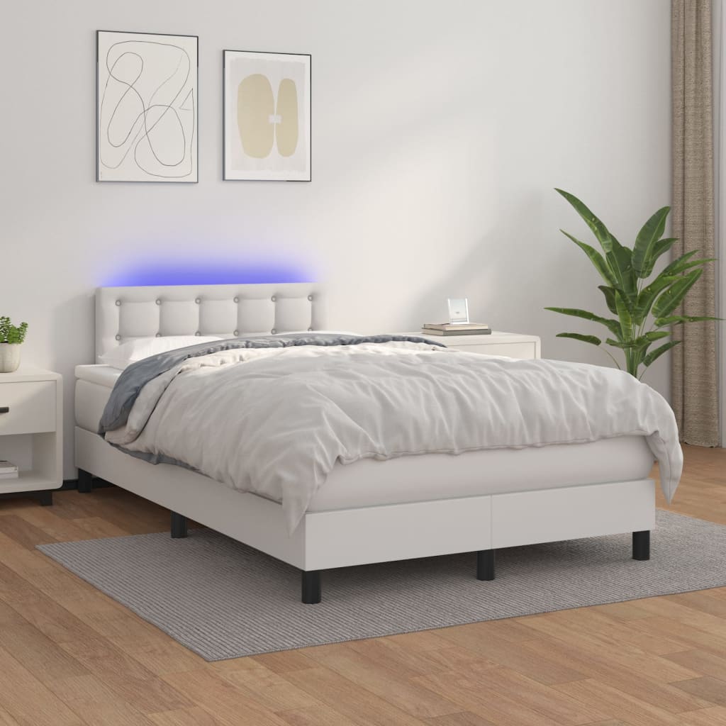 Sommier à lattes de lit avec matelas et LED Blanc 120x200 cm - XIOS