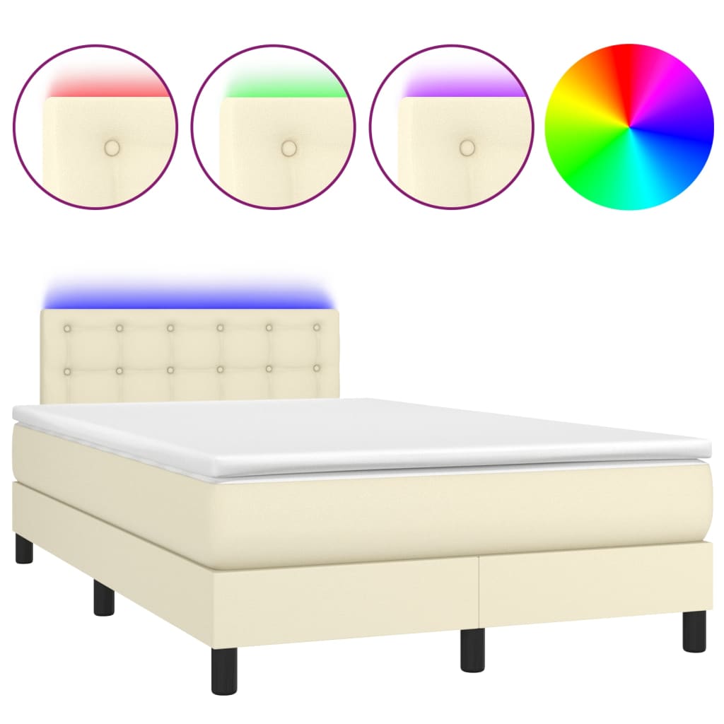 Sommier à lattes de lit avec matelas et LED Crème 120x200 cm - XIOS